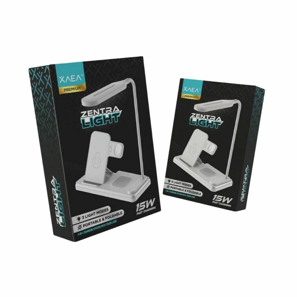 Estacion de Carga 4 en 1 con Lampara - LIGHT-HT503 - NEGRO