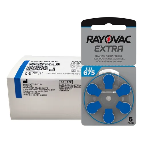 PILA RAYOVAC X UNIDAD 675 , PR44, A675, DA675, AC675, V675, 7003ZD, 675HP