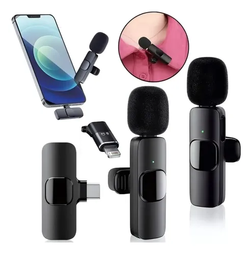 MICROFONO CORBATERO DUAL BLUETOOTH TIPOC IPHONE SIMPLE NEGRO