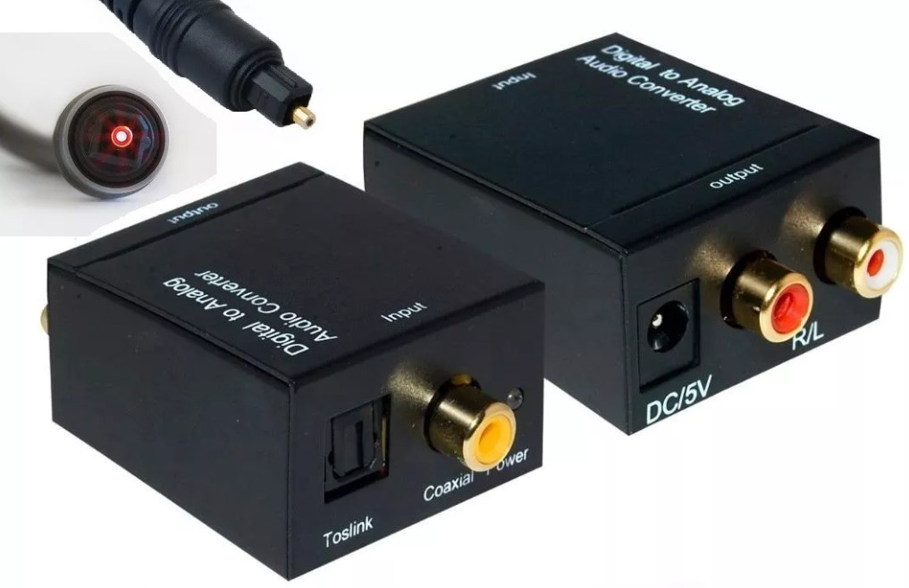 CONVERSOR DE AUDIO OPTICO ( TV ) A RCA ( EQUIPO DE MUSICA )