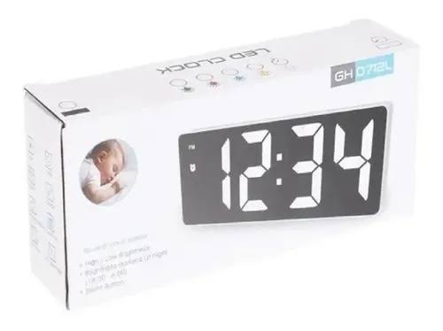 RELOJ DESPERTADOR DIGITAL LED BLANCO