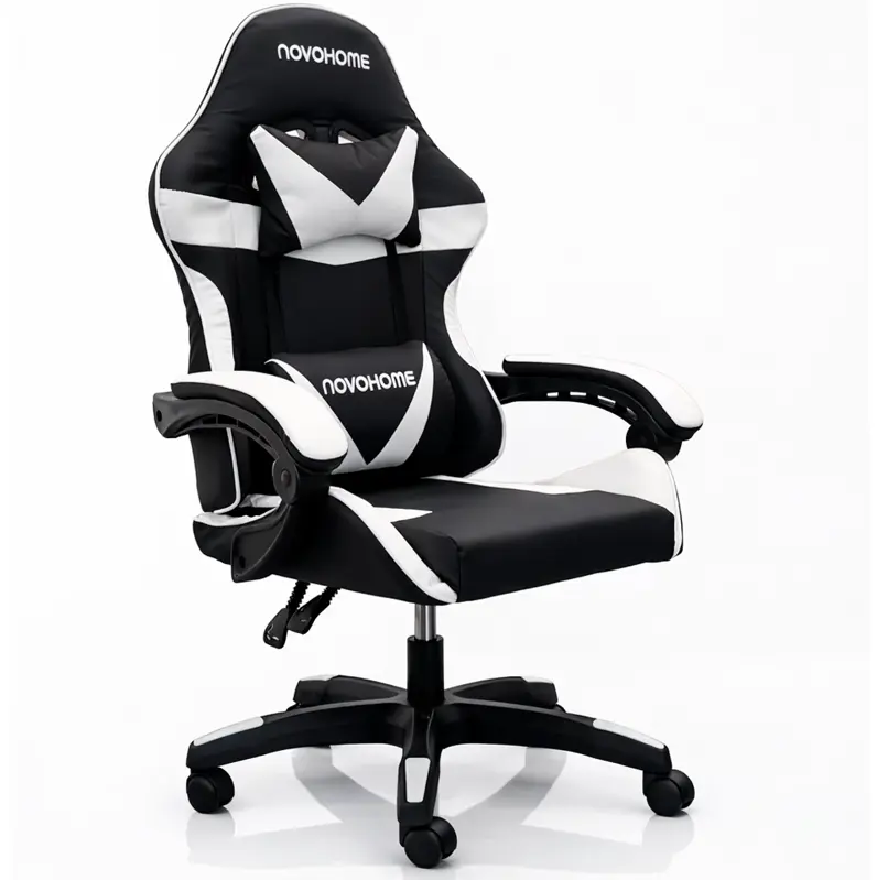 Silla Gamer Novohome Negra Y Blanca Nh-Gc505
