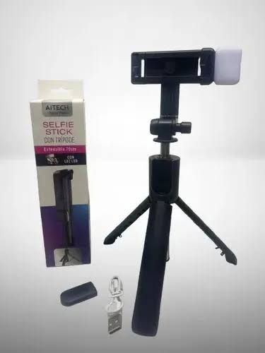 TRIPODE + BASTON SELFIE 1.7M AITECH CON LUZ LED