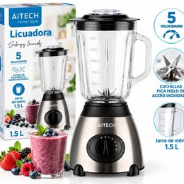 LICUADORA JARRA DE VIDRIO 1.5LTS 850W 5 VEL