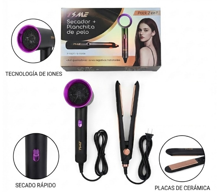 COMBO SECADOR DE PELO Y PLANCHITA