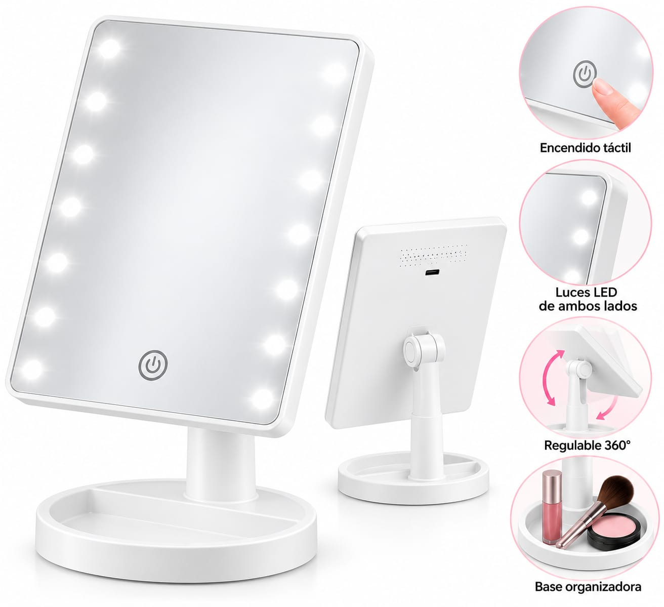 ESPEJO DE MAQUILLAJE AITECH REGULABLE 360°